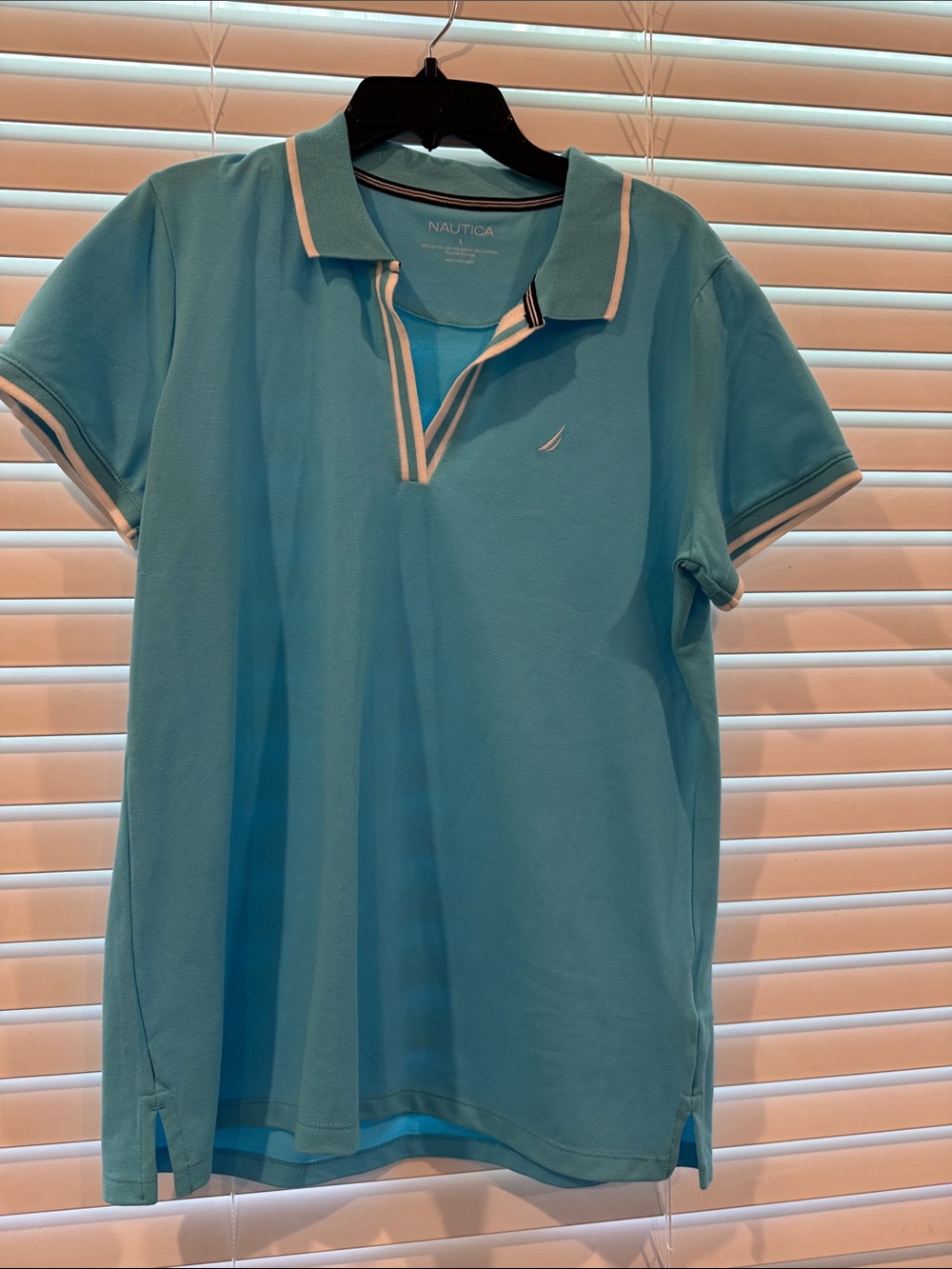 Nautica Women’s Aqua/Turquoise Polo with White Trim
